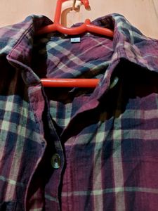 Maroon And Black Mixed Button Shirt