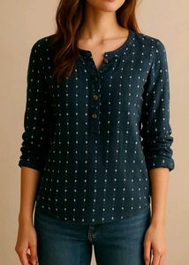 Navy Button-Down Top