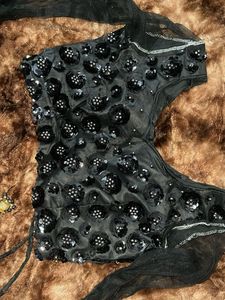 Elegant Black Embellished Blouse