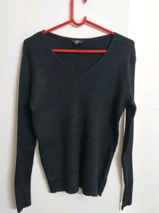 Black V-Neck Knit Sweater