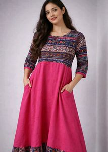 Pink Printed Ethnic Kurta