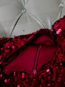 RED SEQUIN CROP TOP
