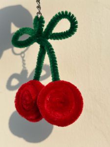 Red cherry 🍒 Pipe Cleaner Keychain