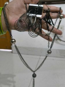 Set Of 3 Matalic And Metal Earrings