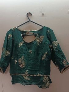 Green Embellished Ethnic Skirt