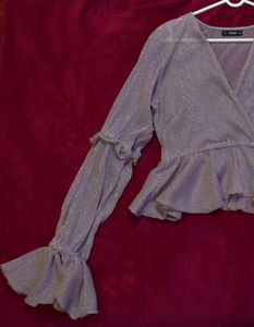 Shimmer Party Top With Long Sleeves