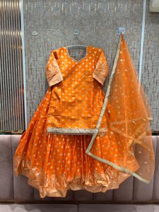 Orange Embroidered Lehenga Choli Dupatta