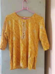 Yellow Printed Kurta