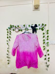 Pink Ombre Embroidered Tunic Top