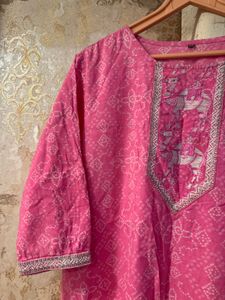 Beautiful Pink Embroidered Kurti, Bust-38/40 XXL