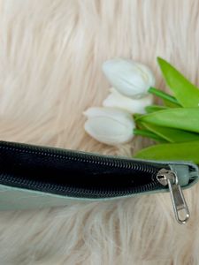Sage Green Croc-Embossed Pouch