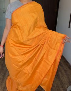 Beautiful Coral Orange Saree With Blouse