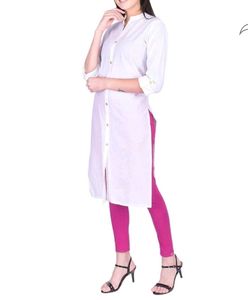 Cotton White Front Slit Kurti