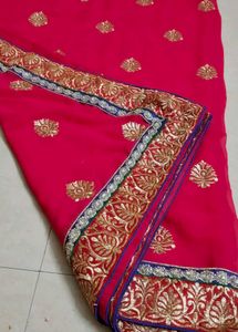 Red Embroidered Saree &amp; Blouse