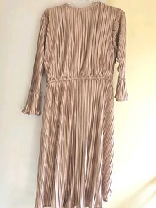 Rose Gold Pleated Midi Dress