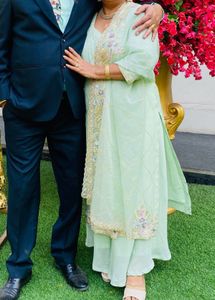 Mint Green Embroidered Sharara Kameez