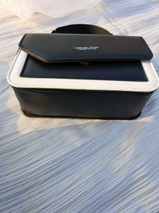 Black &amp; White Structured Crossbody Handbag