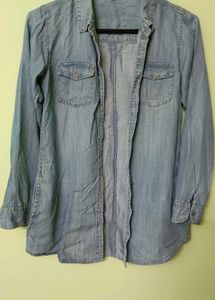 Cotton Blend Denim Coat