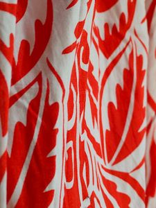 Red &amp; White Leaf Print Maxi Dress