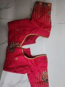 Embroidery With Gold Beeds Saree