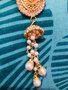 Matha Patti headpiece-Golden &amp;pearl