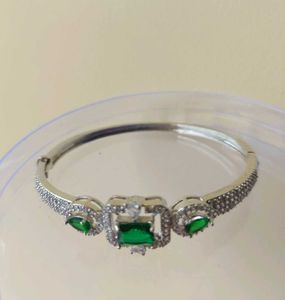 Silver-Plated Green Stone Bracelet