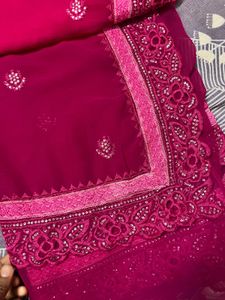 Magenta Embellished Saree &amp; Blouse
