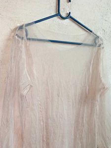 Partywear See-through Fashion Dress Sheer Cream