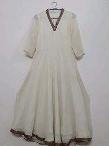Cream Colour Full Length Chiffon Gown