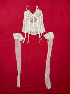 Cream Lace Bustier Corset Set