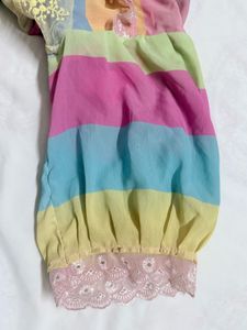 Colorful Striped Lace Dress