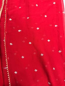 Bandhej Red Embroidered Kurta Set