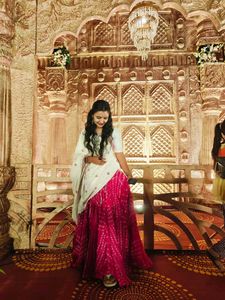 Pink and white Bhandani choli