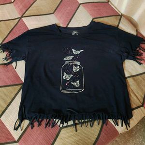 Butterfly Fringe Jar Crop Top
