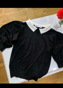 Zara Puff Sleeve Peter Pan Collar