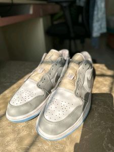 Nike Air JORDANS Grey With Blue Sole And 2 Laces