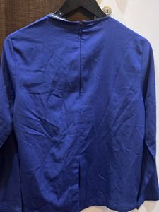 Blue Blouse with White Detail