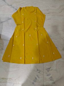 Mustard Embroidered Kurta Set