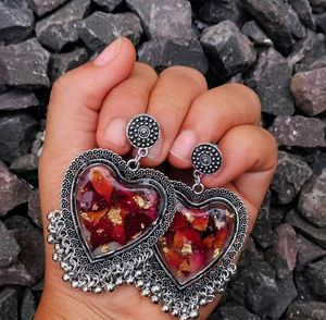 resin red rose jumka in best price