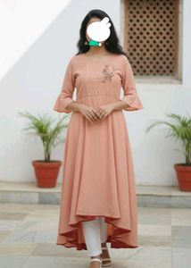 Peach Embroidered Kurta
