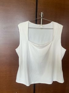 White Square Neck Top