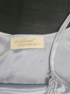 Lavender Satin Lace Trimmed Spaghetti Strap