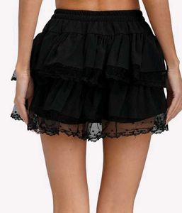 Tiered Black Lace Skirt