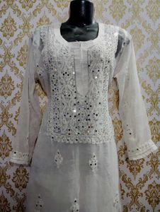 Mirror Work Chicken Curry Lucknowi Kurta