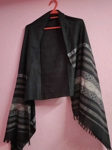 Black Striped Cotton Scarf