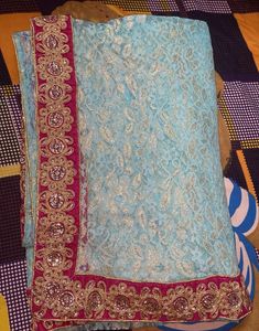 Elegant Blue Embellished Saree