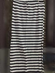 Black & White Striped A- line Skirt