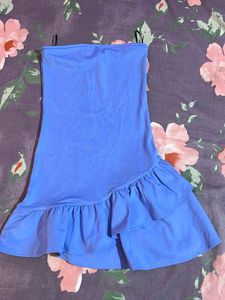 Blue Ruffle Mini Dress Size XS