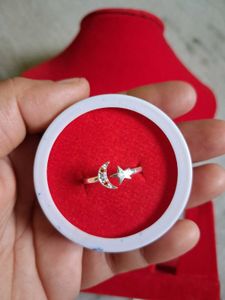 Moon & Star Ring Silver