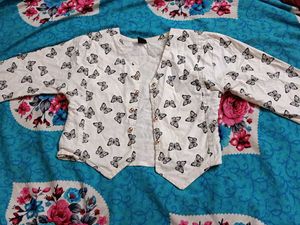 White Butterfly Cropped Jacket